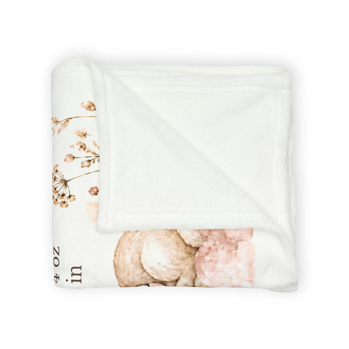 Personalized Baby Girl Minky Blanket, Custom Name and Birth Stats, Bunny Newborn Gift