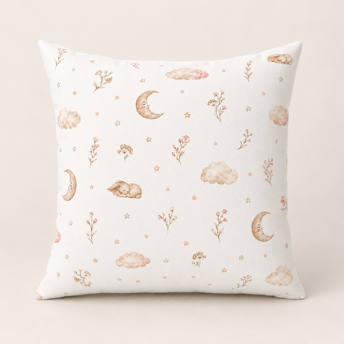 Personalized Bunny Nursery Pillow, Custom Baby Name Cushion, Moon and Stars Throw Pillow, Baby Girl Room Decor, Newborn Gift