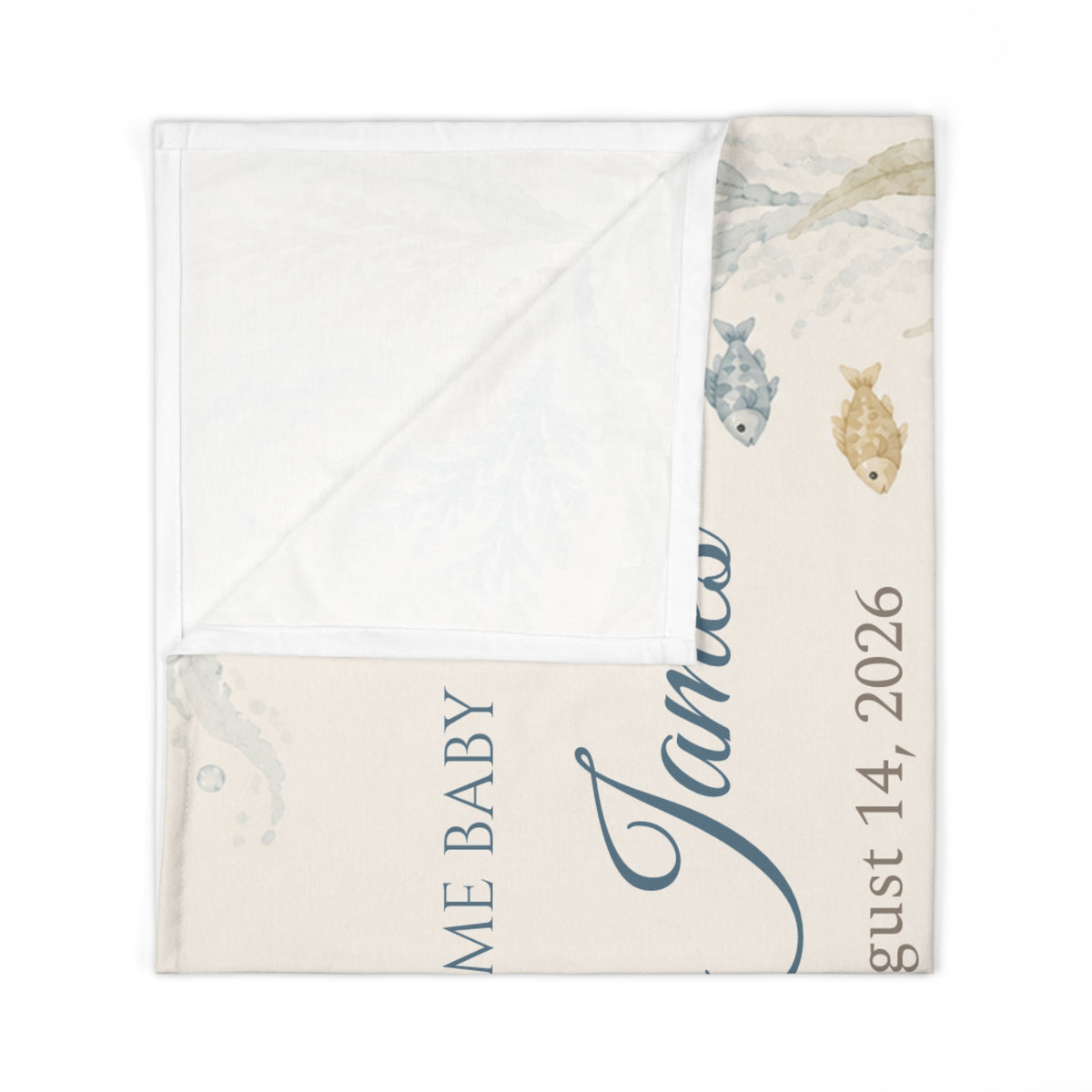 Personalized Sea Turtle Birth Stats Swaddle Blanket, 30x40 Jersey Polyester