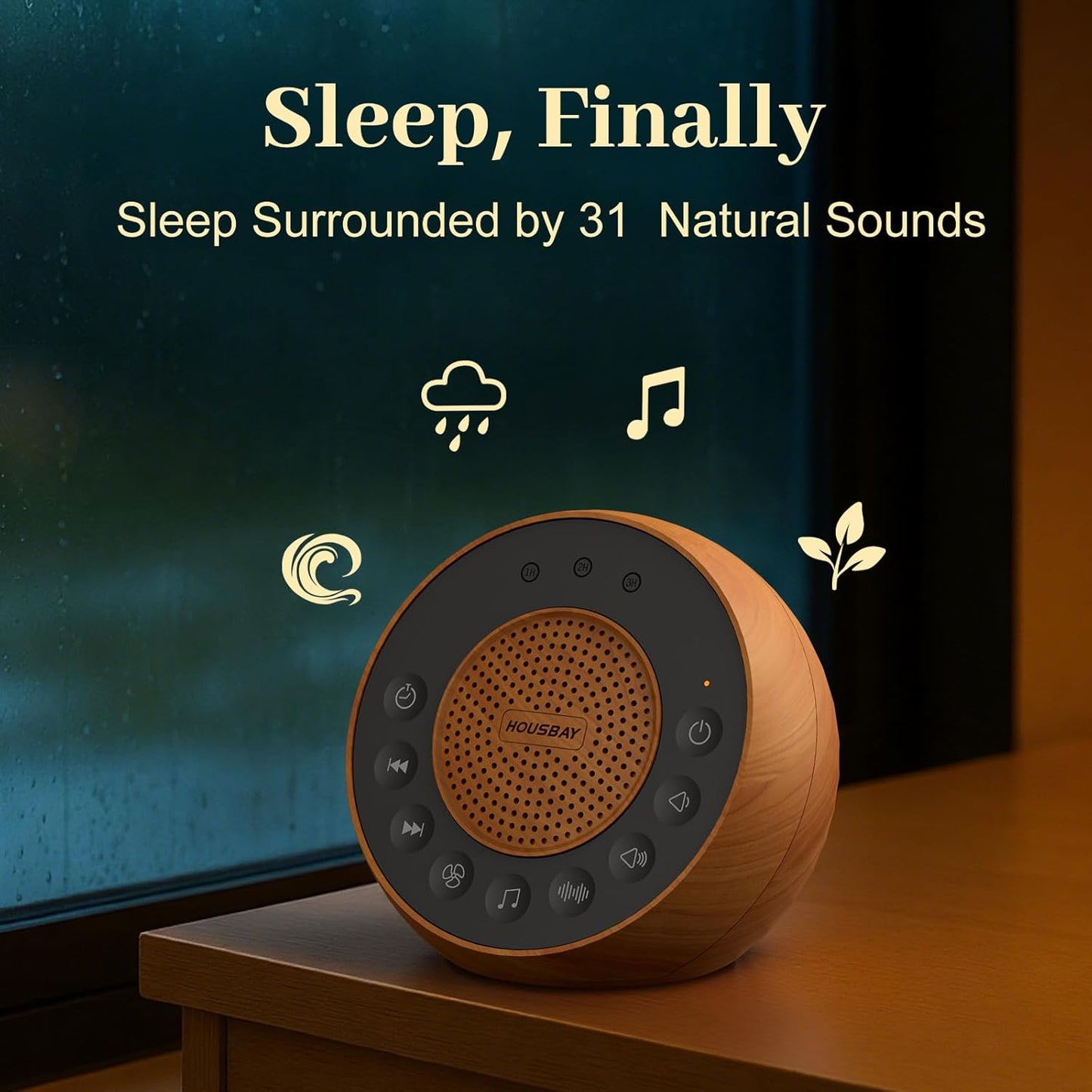 White Noise Machine — Wood Grain Design