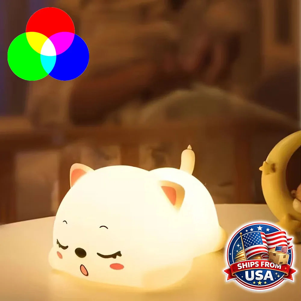 Cute Kids Night Light — Silicone LED Lamp for Baby & Toddler
