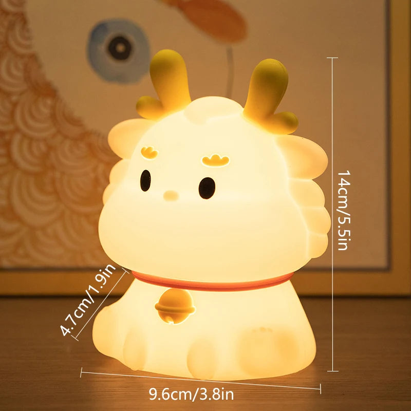 Valentine'S Day Axolotl Silicone Nursery Sleeping Lamp Touch Control Nightlights Gifts USB Rechargeable Table Lamp for Children